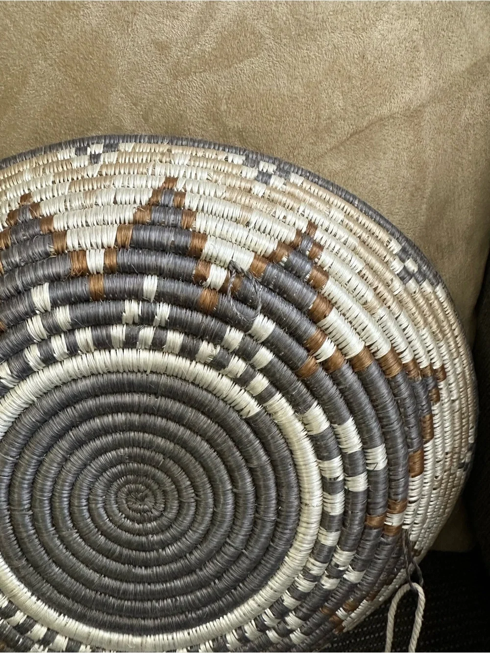 Rwanda basket African Handma Decorative Woven Basket Bowl - Neutral Gray & Cream